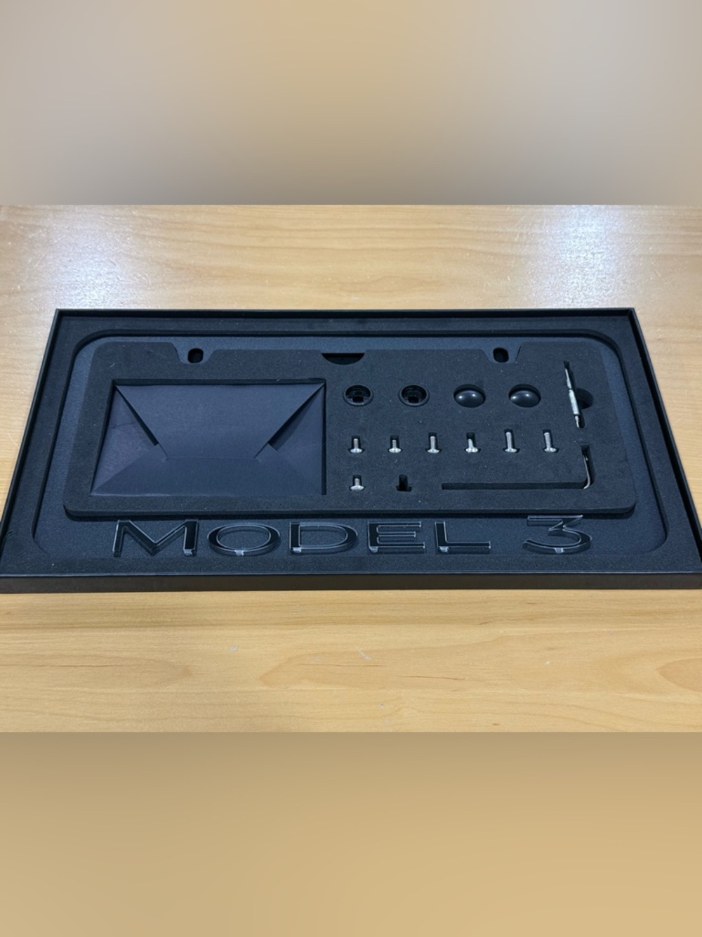 Black License Plate for Model 3 with accessories New missing 1 screw sold as is.